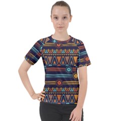 Bohemian Ethnic Seamless Pattern With Tribal Stripes Women s Sport Raglan Tee