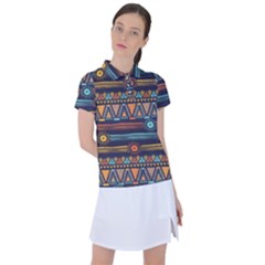 Bohemian Ethnic Seamless Pattern With Tribal Stripes Women s Polo Tee