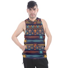 Bohemian Ethnic Seamless Pattern With Tribal Stripes Men s Sleeveless Hoodie by Wegoenart