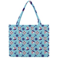 Seamless Pattern Nautical Theme Mini Tote Bag by Wegoenart