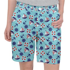 Seamless Pattern Nautical Theme Pocket Shorts by Wegoenart