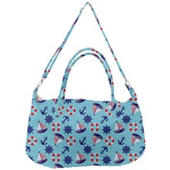 Seamless Pattern Nautical Theme Removal Strap Handbag by Wegoenart