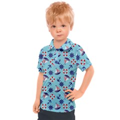 Seamless Pattern Nautical Theme Kids  Polo Tee