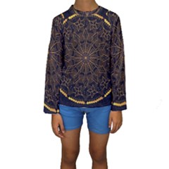 Luxury Mandala Background Kids  Long Sleeve Swimwear by Wegoenart