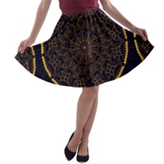 Luxury Mandala Background A-line Skater Skirt by Wegoenart