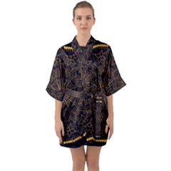 Luxury Mandala Background Half Sleeve Satin Kimono 