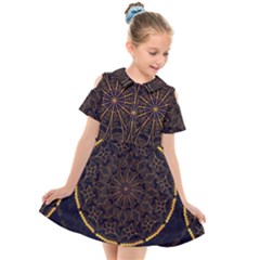 Luxury Mandala Background Kids  Short Sleeve Shirt Dress by Wegoenart