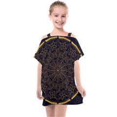 Luxury Mandala Background Kids  One Piece Chiffon Dress by Wegoenart