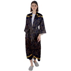 Luxury Mandala Background Maxi Satin Kimono