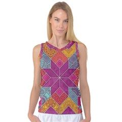 Ethnic Floral Mosaic Pattern Women s Basketball Tank Top by Wegoenart