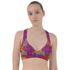 Ethnic Floral Mosaic Pattern Sweetheart Sports Bra by Wegoenart