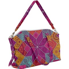 Ethnic Floral Mosaic Pattern Canvas Crossbody Bag by Wegoenart