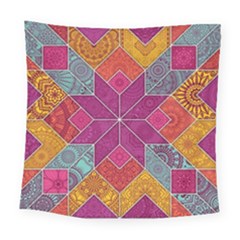 Ethnic Floral Mosaic Pattern Square Tapestry (large)