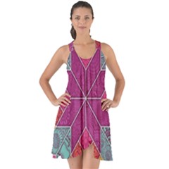 Ethnic Floral Mosaic Pattern Show Some Back Chiffon Dress by Wegoenart