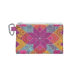 Ethnic Floral Mosaic Pattern Canvas Cosmetic Bag (small) by Wegoenart