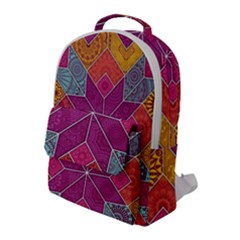 Ethnic Floral Mosaic Pattern Flap Pocket Backpack (large)