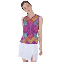 Ethnic Floral Mosaic Pattern Women s Sleeveless Sports Top by Wegoenart