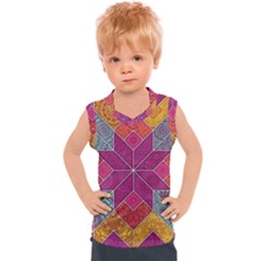 Ethnic Floral Mosaic Pattern Kids  Sport Tank Top