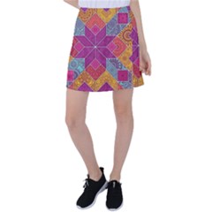 Ethnic Floral Mosaic Pattern Tennis Skirt by Wegoenart