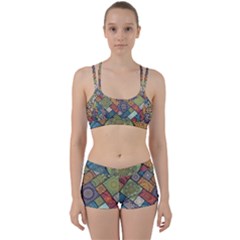 Diagonal Floral Tiles Pattern Perfect Fit Gym Set by Wegoenart