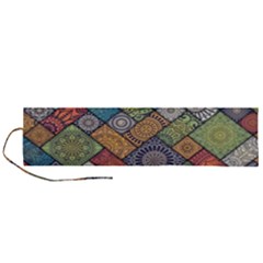 Diagonal Floral Tiles Pattern Roll Up Canvas Pencil Holder (l) by Wegoenart