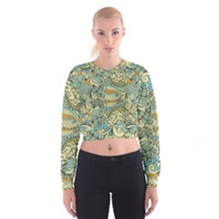 Light Colors Ethnic Decorative Pattern Batik Cropped Sweatshirt