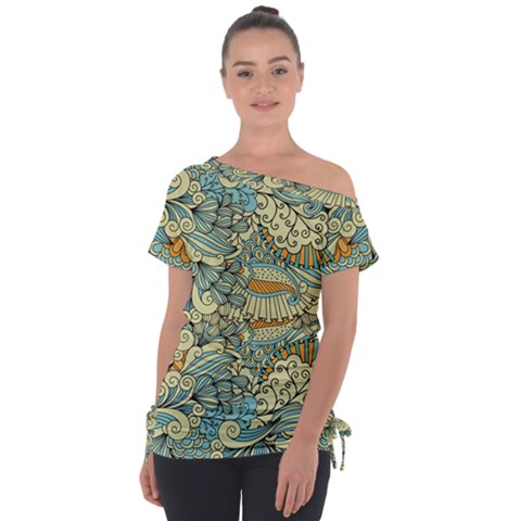 Light Colors Ethnic Decorative Pattern Batik Tie-up Tee by Wegoenart