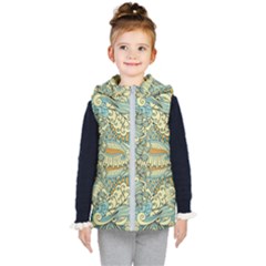 Light Colors Ethnic Decorative Pattern Batik Kids  Hooded Puffer Vest