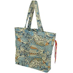 Light Colors Ethnic Decorative Pattern Batik Drawstring Tote Bag by Wegoenart