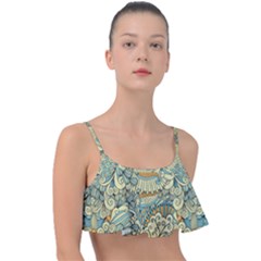 Light Colors Ethnic Decorative Pattern Batik Frill Bikini Top by Wegoenart