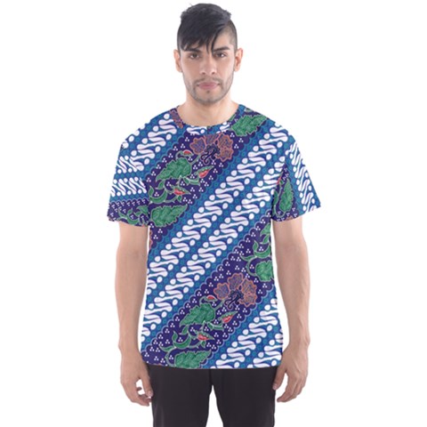 Indonesian Combination Batik With Dominant Blue Color Men s Sports Mesh Tee by Wegoenart