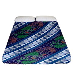 Indonesian Combination Batik With Dominant Blue Color Fitted Sheet (california King Size) by Wegoenart