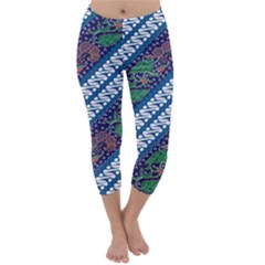 Indonesian Combination Batik With Dominant Blue Color Capri Winter Leggings 