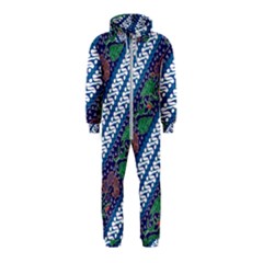 Indonesian Combination Batik With Dominant Blue Color Hooded Jumpsuit (kids)