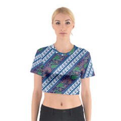 Indonesian Combination Batik With Dominant Blue Color Cotton Crop Top by Wegoenart