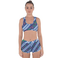 Indonesian Combination Batik With Dominant Blue Color Racerback Boyleg Bikini Set by Wegoenart