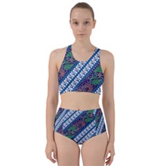 Indonesian Combination Batik With Dominant Blue Color Racer Back Bikini Set by Wegoenart