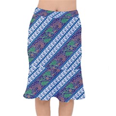 Indonesian Combination Batik With Dominant Blue Color Short Mermaid Skirt by Wegoenart