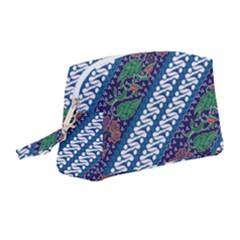 Indonesian Combination Batik With Dominant Blue Color Wristlet Pouch Bag (medium) by Wegoenart