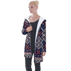 Ukrainian Folk Seamless Pattern Ornament Longline Hooded Cardigan by Wegoenart