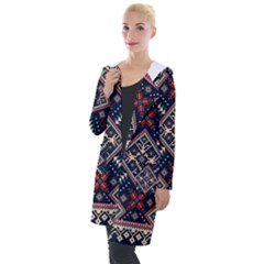 Ukrainian Folk Seamless Pattern Ornament Hooded Pocket Cardigan by Wegoenart