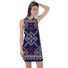 Ukrainian Folk Seamless Pattern Ornament Racer Back Hoodie Dress