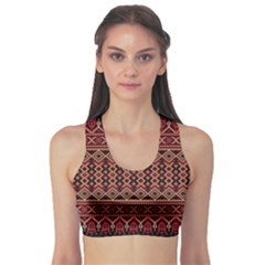 Illustration Ukrainian Folk Seamless Pattern Ornament Sports Bra by Wegoenart