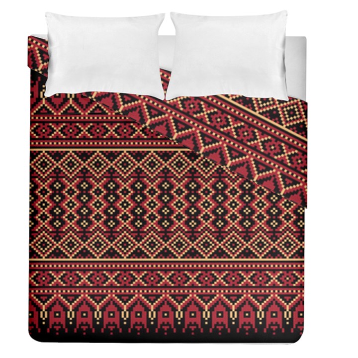 Illustration Ukrainian Folk Seamless Pattern Ornament Duvet Cover Double Side (Queen Size)