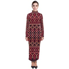 Illustration Ukrainian Folk Seamless Pattern Ornament Turtleneck Maxi Dress