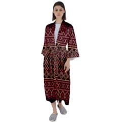 Illustration Ukrainian Folk Seamless Pattern Ornament Maxi Satin Kimono