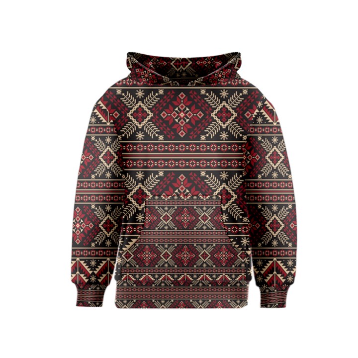 Ukrainian Folk Seamless Pattern Ornament Kids  Pullover Hoodie