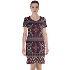 Ukrainian Folk Seamless Pattern Ornament Short Sleeve Nightdress