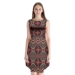 Ukrainian Folk Seamless Pattern Ornament Sleeveless Chiffon Dress  