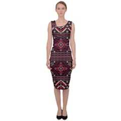 Ukrainian Folk Seamless Pattern Ornament Sleeveless Pencil Dress